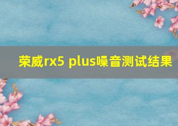 荣威rx5 plus噪音测试结果